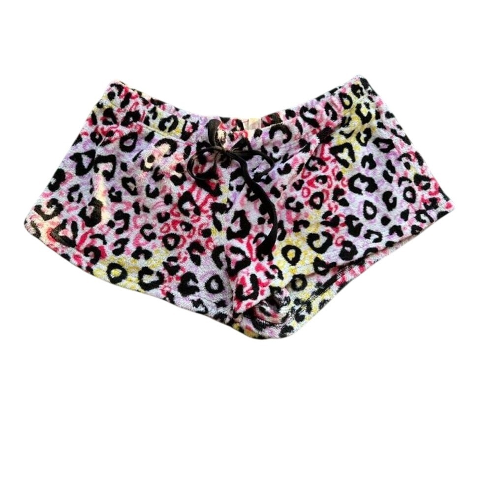 Pink leopard print shorts with drawstring waistband. Size: XL y2k‎